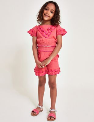 Monsoon Girl's Pure Cotton Pineapple Top (3-13 Yrs) - 3-4 Y - Coral, Coral
