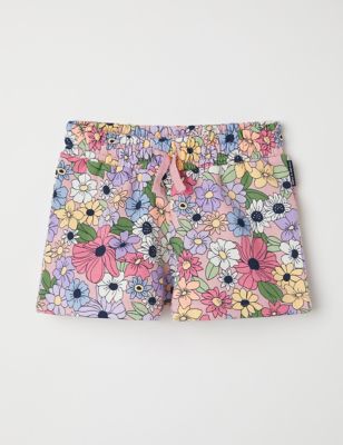 Polarn O. Pyret Girls Newborn Girls Organic Cotton Floral Shorts (1-10 Yrs) - 12-18 - Pink Mix, Pink