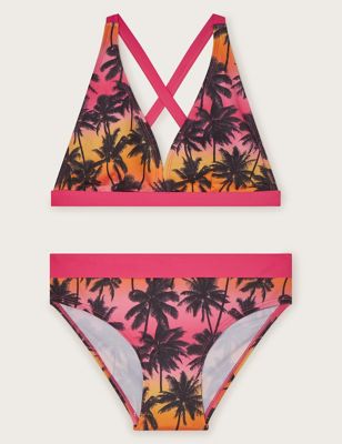Monsoon Girl's 2pc Ombre Palm Print Bikini (7-15 Yrs) - 11-12 - Multi, Multi