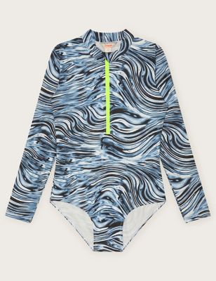 Monsoon Girl's Ripple Print Long Sleeve All In One (7-15 Yrs) - 13-14 - Grey Mix, Grey Mix