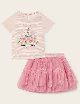 Monsoon Girls 2pc Unicorn Top & Bottom Outfit (3-13 Yrs) - 11-12 - Pink Mix, Pink Mix