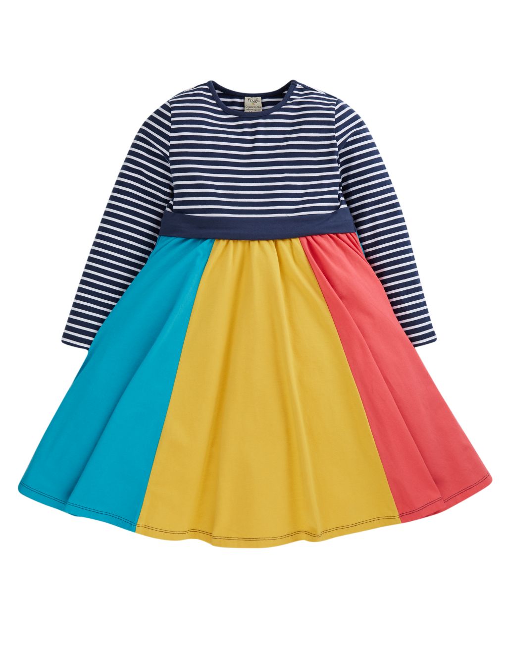 Organic Cotton Striped Rainbow Dress (18 Mths - 10 Yrs)