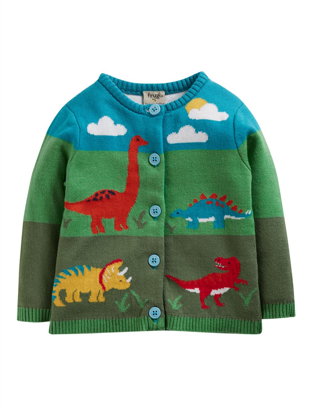 Organic Cotton Dinosaur Knitted Cardigan (0-5 Yrs) image 1