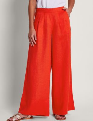 Monsoon Women's Pure Linen Wide Leg Culottes - XXL - Orange, Orange,Cobalt