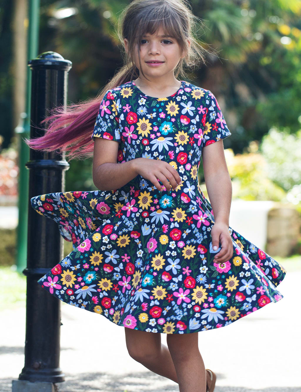 Cotton Rich Floral Flare Dress (1.5-10 Yrs) image 2
