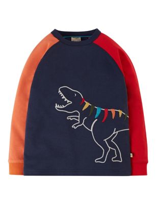 Frugi Boy's Organic Cotton Dinosaur T-Shirt (1.5-8 Yrs) - 3-4 Y - Navy, Navy