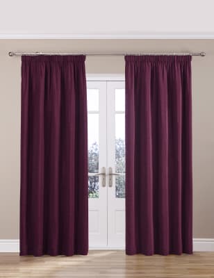 Chenille Thinsulate™ Pencil Pleat Curtains | M&S