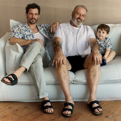 Fathers and sons wearing matching clothing. Shop Father’s Day gifts and mini me outfits