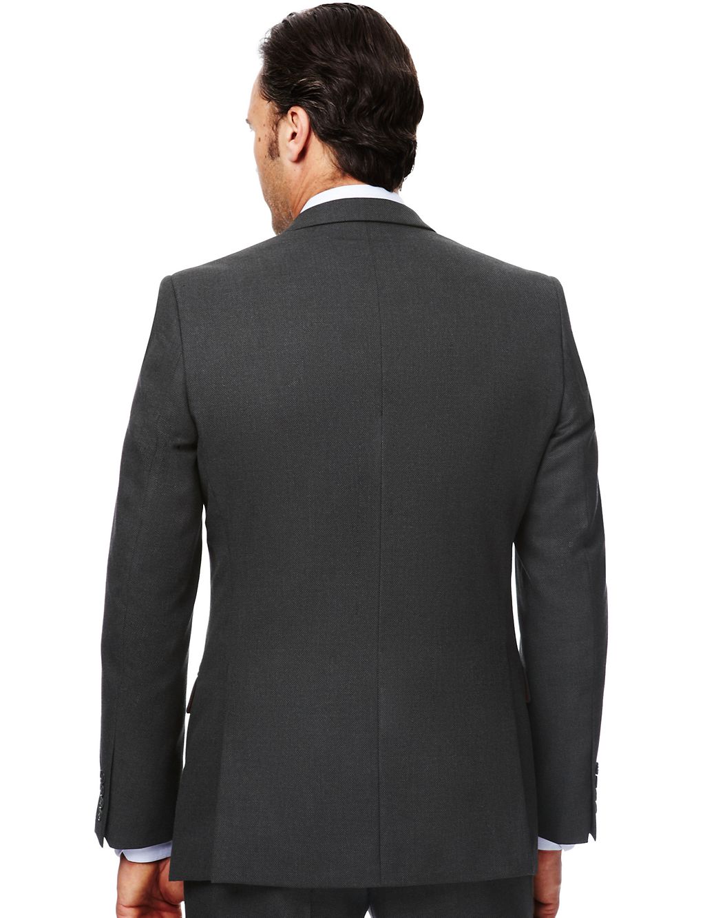 Machine Washable & Tumble Dry Slim Fit 2 Button Birdseye Suit Jacket 7 of 8