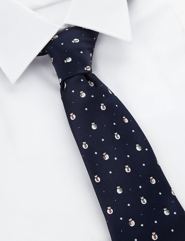 Machine Washable Snowman Tie with Stain Resistant™ Image 1 of 1