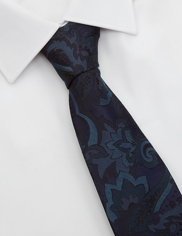 Made In Italy Pure Silk Paisley Print Tie Image 1 of 1