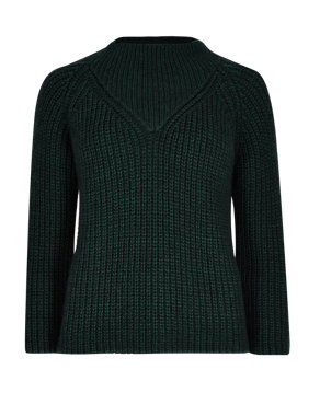 Made in Italy Funnel Neck Chunky Knit Jumper with Wool Image 2 of 4