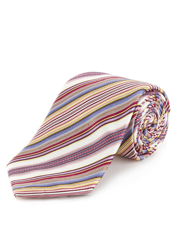 Made in Italy Luxury Pure Silk Multi-Striped Tie Image 1 of 1