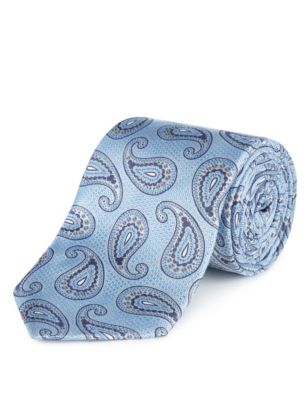 Made in Italy Luxury Pure Silk Paisley Print Tie Image 1 of 2