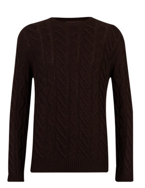 Made in Italy Merino Wool Rich Cable Knit Jumper with Cashmere Image 2 of 3