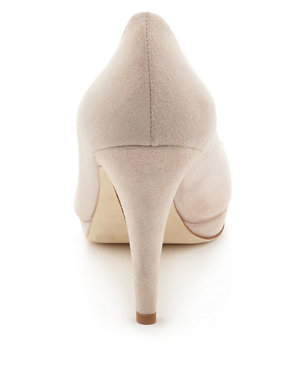 Made in Italy Suede Stiletto Peep Toe Court Shoes Image 2 of 4