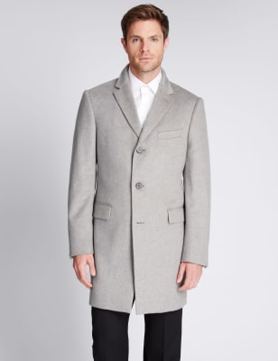 Luxury Italian Wool Overcoat with Cashmere, M&S Collection Luxury