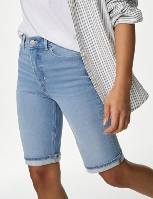 Magic Shaping Denim Knee Length Shorts, M&S Collection