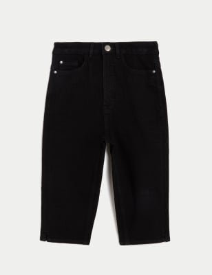 Black denim 2025 knee length shorts