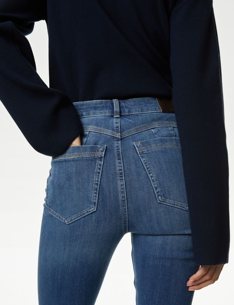 Eva ” High Rise 5 Button Super Flare Jeans ( Dark Blue ) – Ale Accessories