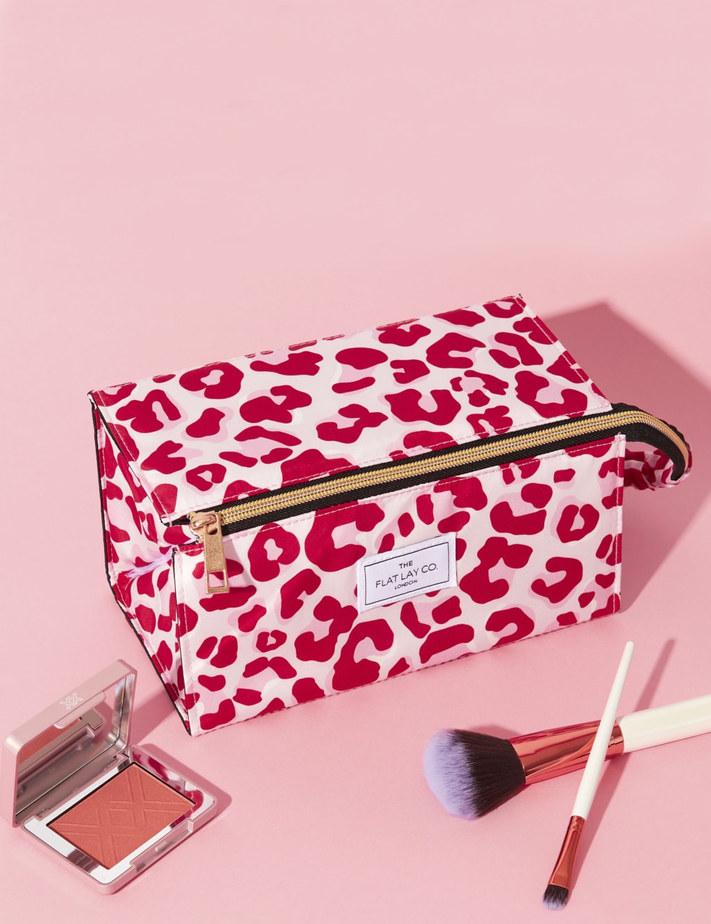 Makeup Box Bag In Pink Leopard The Flat Lay Co. M&S