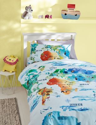 Map Of The World Reversible Bedding Set M S