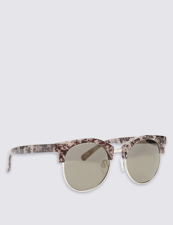 Marble Clubmaster Oversized Sunglasses Image 1 of 2
