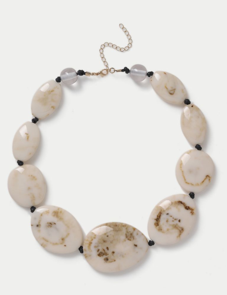 Marble Effect Cream Oversized Necklace 1 of 2