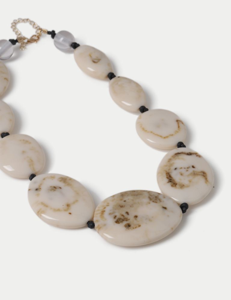 Marble Effect Cream Oversized Necklace 2 of 2