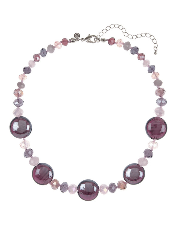 Marble Glass & Multi-Faceted Bead Necklace Image 1 of 1