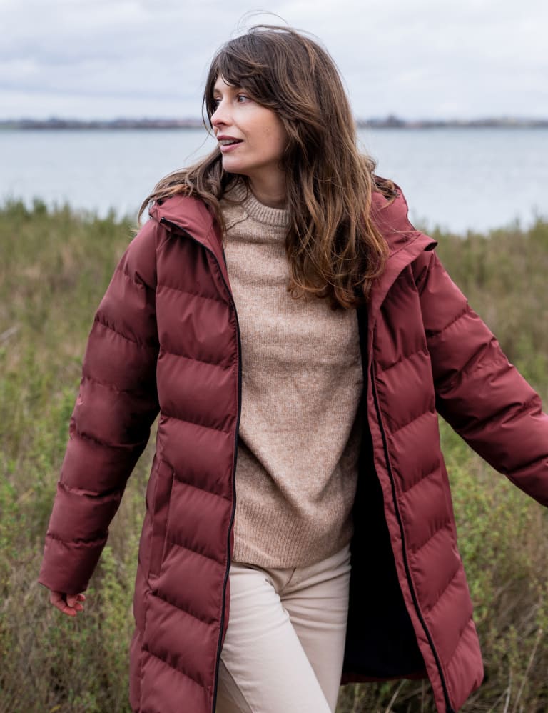 Long puffer hot sale jacket waterproof