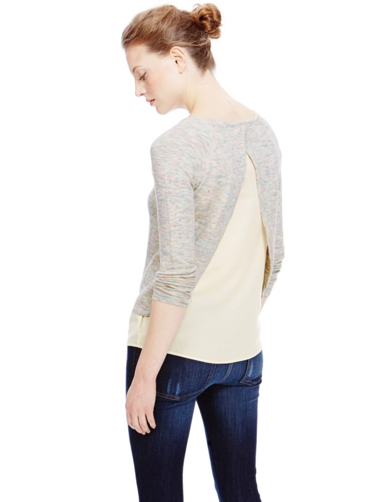 Marl Open Back Double Layer Jumper with Linen 4 of 4