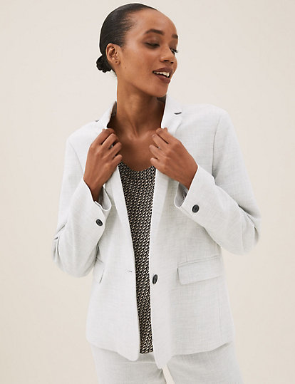 Marks & Spencer M&S Collection T592975J Cotton Rich Single Breasted Blazer £49.5 