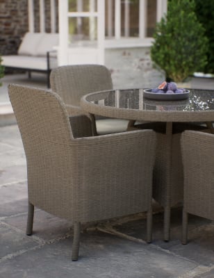 Round garden table and on sale chairs 4 seater