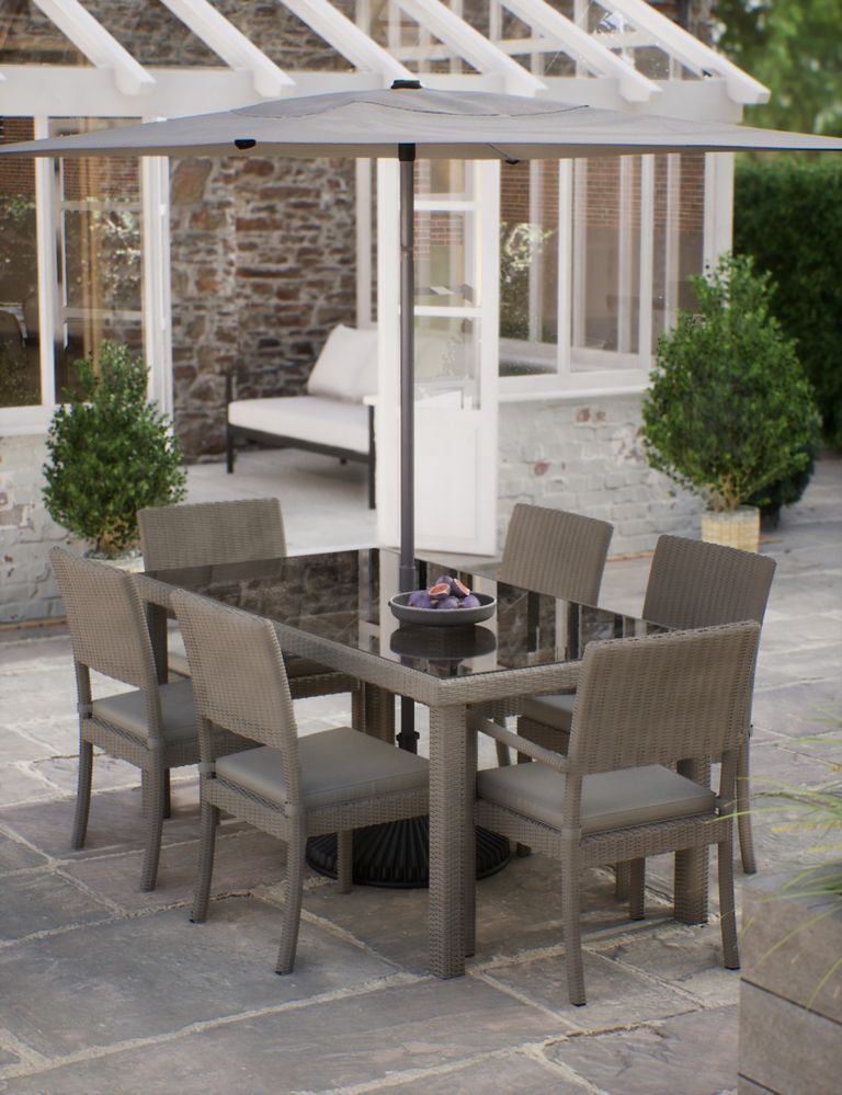 Marlow 6 Seater Rattan Effect Garden Dining Table & Chairs 1 of 8