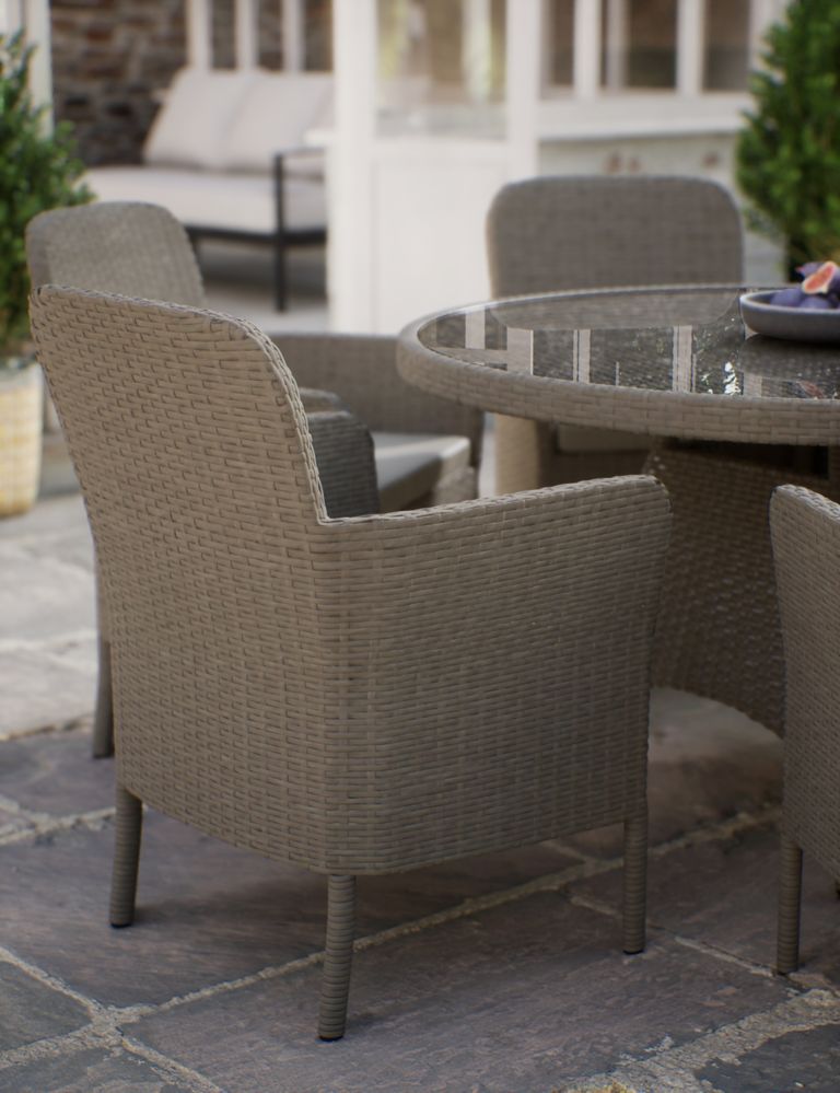 Marlow 6 Seater Rattan Effect Round Garden Table & Chairs 3 of 5
