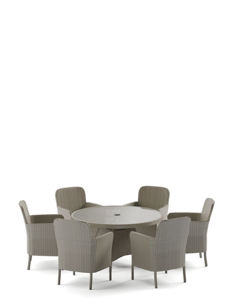 Marlow 6 Seater Rattan Effect Round Garden Table & Chairs 2 of 5