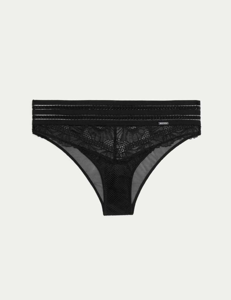 M&S AUTOGRAPH Black Lace & Satin Brazilian Underwear Lingerie