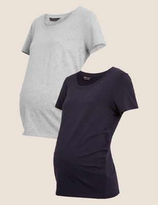 Maternity 2 Pack Cotton Fitted T-Shirts Image 2 of 5