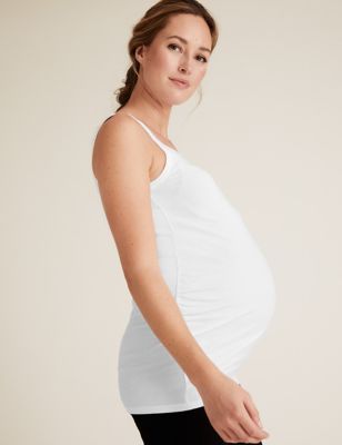Maternity 2 Pack Cotton Fitted Vest Tops, M&S Collection