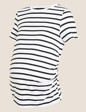 Maternity Cotton Rich Striped T-Shirt Image 2 of 5