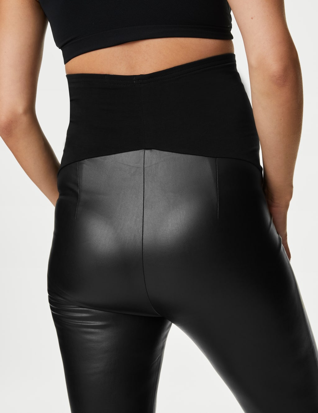 Maternity Leather Look Over Bump Leggings M S Collection M S