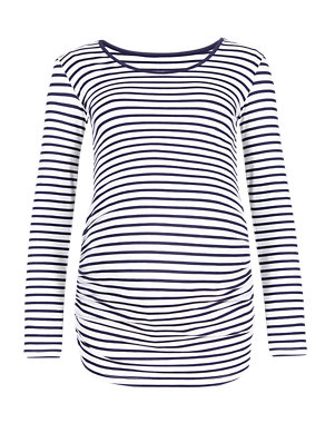 Maternity Long Sleeve Striped T-Shirt Image 2 of 3