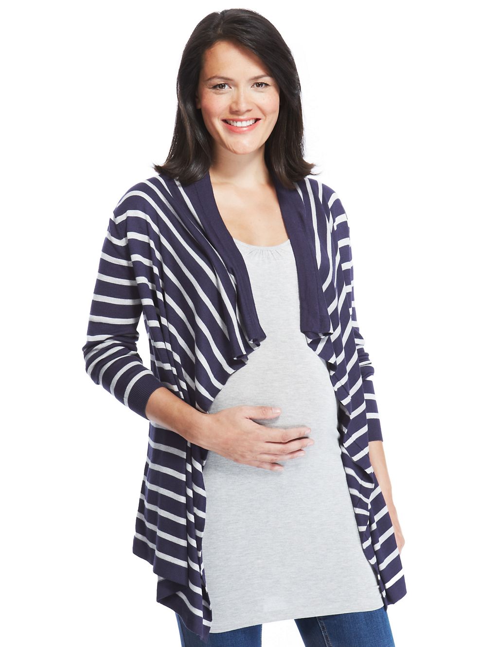 Maternity Open Front Striped Cardigan 3 of 3