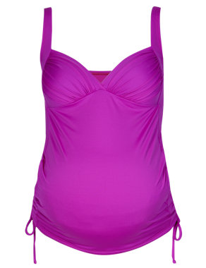 Maternity Ruched Tankini Top Image 2 of 3