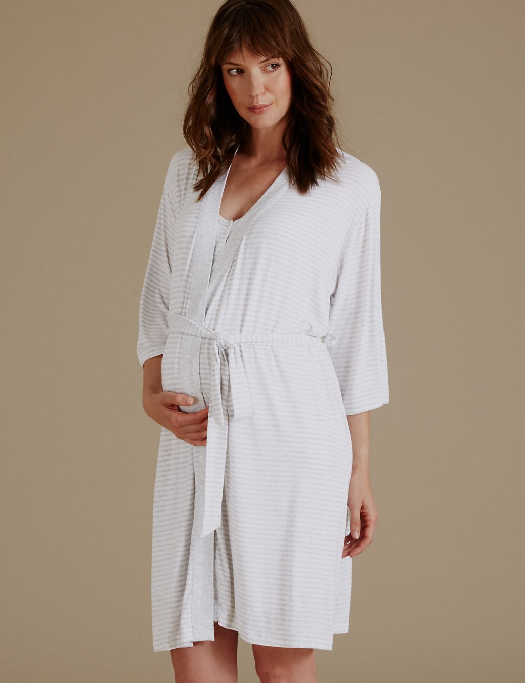 Maternity Striped Short Dressing Gown 3 of 7
