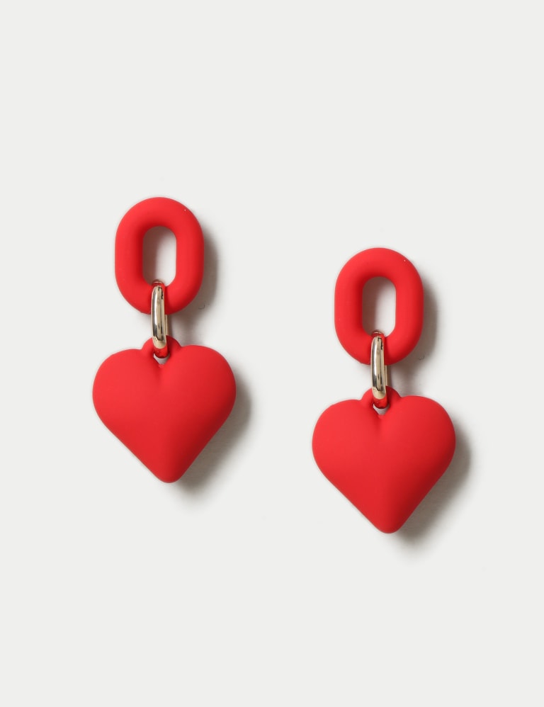 Matte Heart Drop Earrings