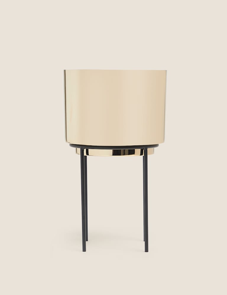 Medium Gold Planter with Stand 3 of 7