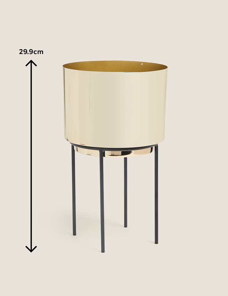 Medium Gold Planter with Stand 7 of 7