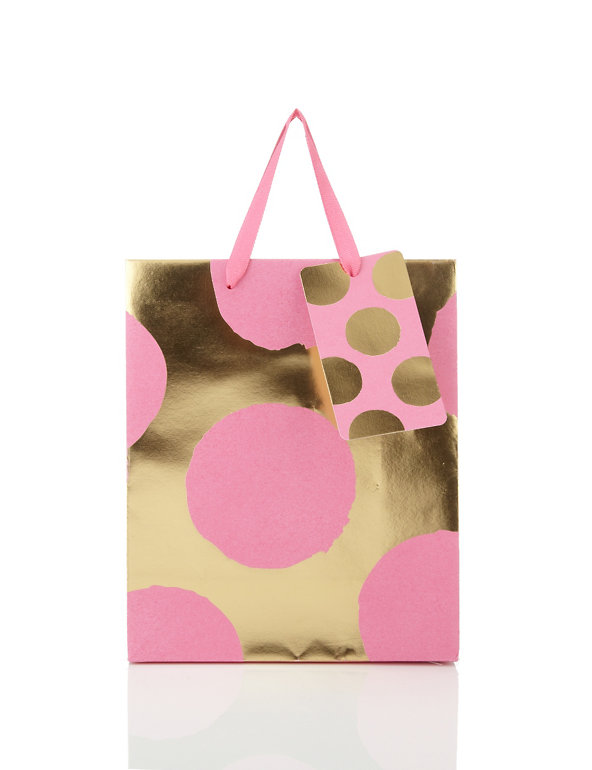 Medium Gold Spotted Gift Bag Image 1 of 2